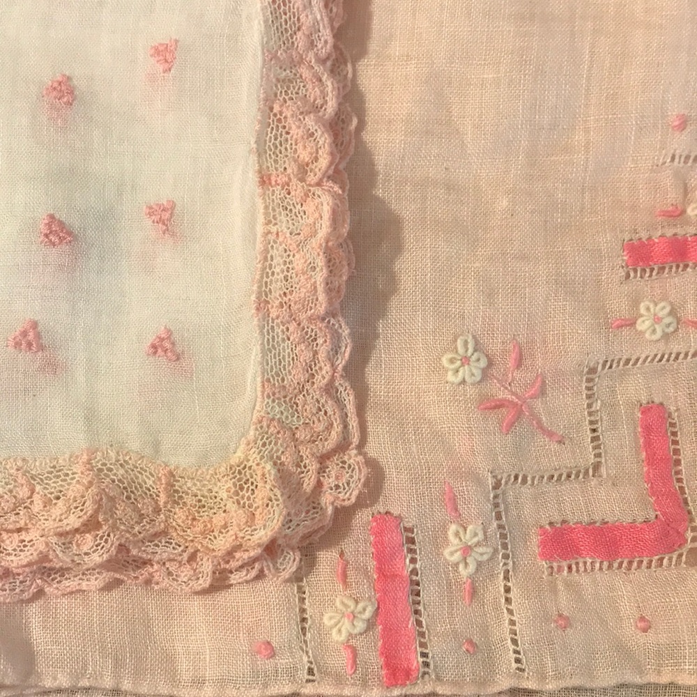 Set of Two Pretty in Pink Ladies Handkerchiefs